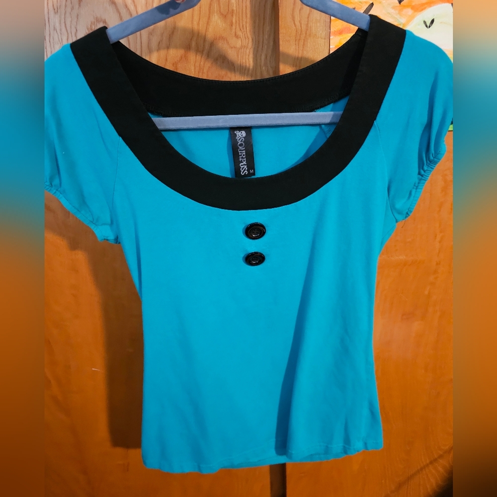 Sourpuss Blue and Black Top